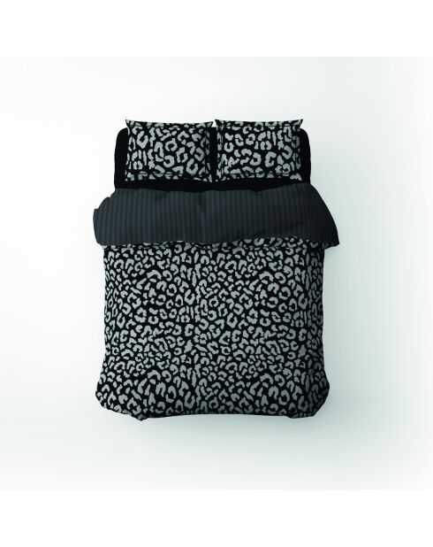 Housse de couette + 2 taies d'oreiller 63x63 satin de coton Instinct noires