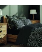 Housse de couette + 2 taies d'oreiller 63x63 satin de coton Instinct noires