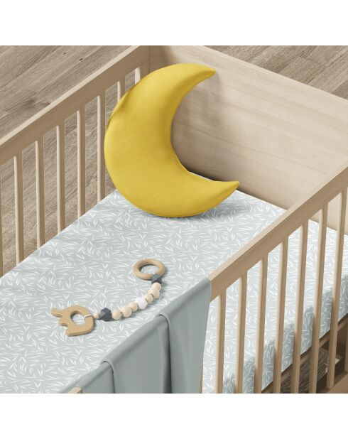 Funda de edredón de satén de algodón para bebés y funda de almohada con hojas de olivo verde, 100 x 135 cm