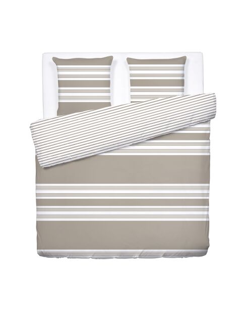 Housse de couette + 2 taies d'oreiller en satin de coton Léna taupe - 260x240 cm