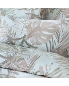 Funda de edredón y funda de almohada de satén de algodón tropical de color topo claro, 140 x 200 cm