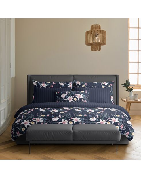 Bettbezug aus Baumwollsatin mit Kopfkissenbezug, 140 x 200 cm, Dunkelblau