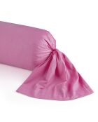 Roze kussenhoes van katoensatijn met wilde bloemen - 43x210 cm