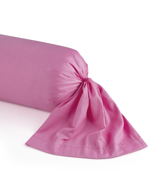 Roze kussenhoes van katoensatijn met wilde bloemen - 43x210 cm