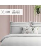 Copripiumino + federa in raso di cotone Éclat de perle grigio/bianco - 140x200 cm