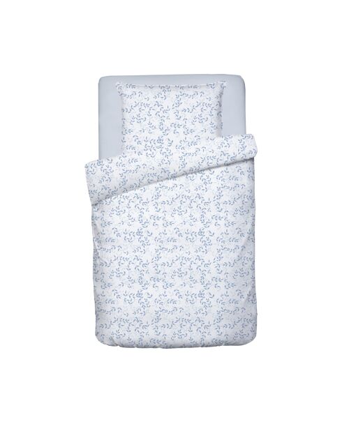 Housse de couette + taie d'oreiller bébé en satin de coton Freya blanches- 80x120 cm