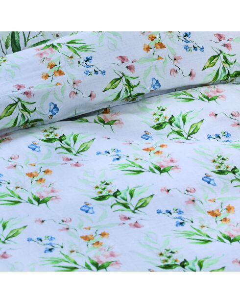 Housse de couette + 2 taies d'oreiller en satin de coton Belle de Nuit blanches