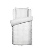 Housse de couette + taie d'oreiller en satin de coton rayure tissé dobby Jacquard blanches - 140x200 cm