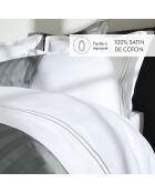 Bonita funda de edredón de satén de algodón gris/blanco y 2 fundas de almohada