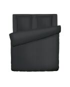Funda nórdica y 2 fundas de almohada de satén de algodón tejido a rayas Dobby Jacquard negro, 240 x 220 cm