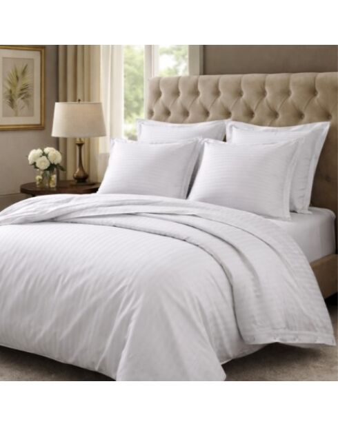 Taie de traversin en satin de coton blanche - 86x185cm