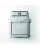 Housse de couette + taie d'oreiller 63x63 satin de coton Annecy bleu foncé/blanc - 140x200 cm