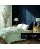 Housse de couette + taie d'oreiller 63x63 satin de coton Annecy bleu foncé/blanc - 140x200 cm