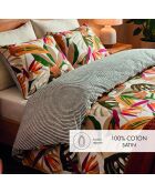 Copripiumino + federa in raso di cotone arancione Papagayo - 140x200 cm