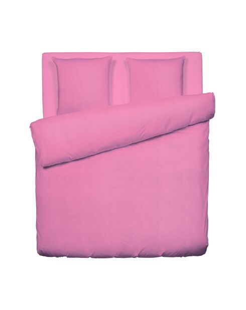 Housse de couette + 2 taies d'oreiller gaze de coton Uni rose 06