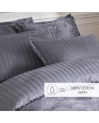 Copripiumino + federa in raso di cotone tela floreale grigio scuro - 140x200 cm