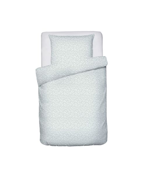 Funda de edredón de satén de algodón para bebés y funda de almohada con hojas de olivo verde, 80 x 120 cm