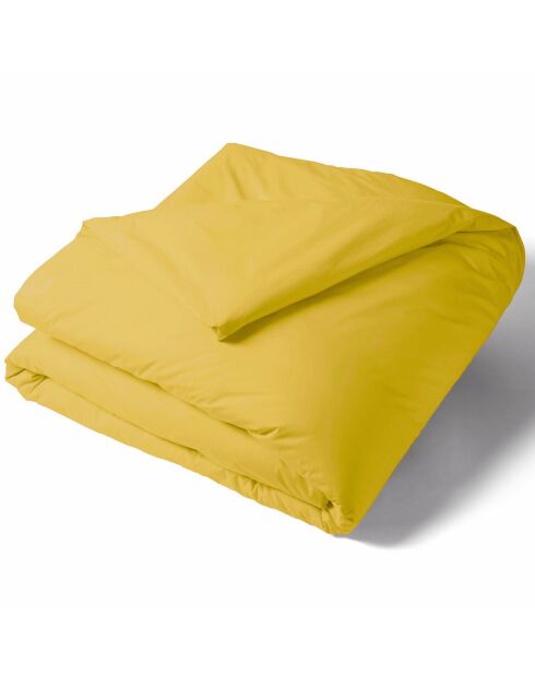 Housse de couette en percale de coton uni ocre