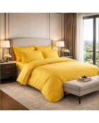 Housse de couette en percale de coton uni ocre