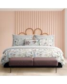 Housse de couette + taie d'oreiller en satin de coton Colibri chantant blanches - 140x200 cm