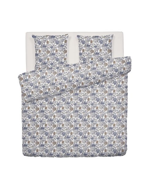 Housse de couette + 2 taies d'oreiller en satin de coton Leela blanches - 240x220 cm