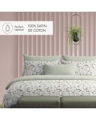 Copripiumino + federa in cotone satinato bianco Eclat d'eucalyptus - 140x200 cm