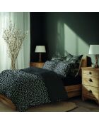 Housse de couette + taie d'oreiller 80x80 satin de coton Instinct noires - 135x200 cm