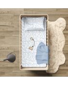Housse de couette + taie d'oreiller bébé en satin de coton Freya blanches - 100x135 cm