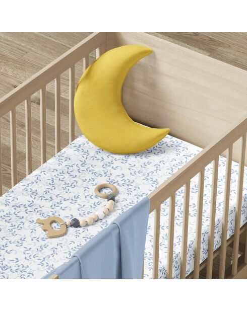 Housse de couette + taie d'oreiller bébé en satin de coton Freya blanches - 100x135 cm