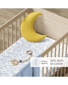 Housse de couette + taie d'oreiller bébé en satin de coton Freya blanches - 100x135 cm