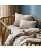 Babydekbedovertrek + kussensloop in katoensatijnstreep geweven Dobby Jacquard taupe - 80x120 cm