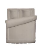 Bonita funda de edredón de satén de algodón blanco/marrón y 2 fundas de almohada