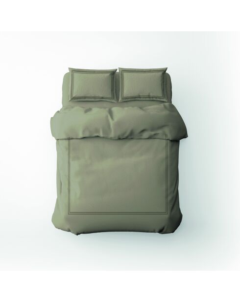 Housse de couette + taie d'oreiller 63x63 satin de coton Annecy taupe - 140x200 cm
