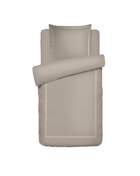 Housse de couette + taie d'oreiller en satin de coton Nice taupe - 140x200 cm