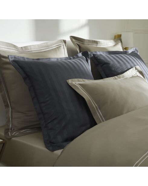 Housse de couette + taie d'oreiller en satin de coton Nice taupe - 140x200 cm