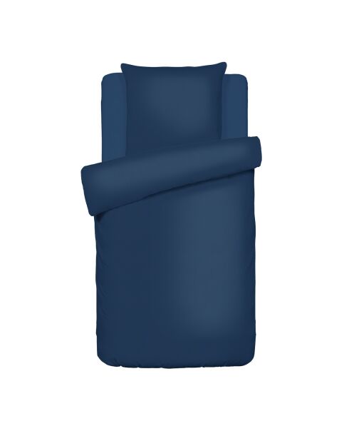 Housse de couette + taie d'oreiller gaze de coton Uni bleu 14 - 140x200 cm