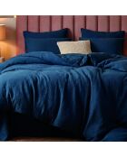 Housse de couette + taie d'oreiller gaze de coton Uni bleu 14 - 140x200 cm
