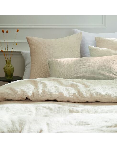 Bettbezug für Babys + Kissenbezug Baumwollgaze Uni taupe 07 - 80x120 cm