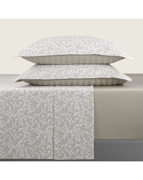 Damask Floralia Kissenbezüge, rechteckig, 180 x 200 cm, taupefarbener Baumwollsatin