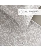 Damask Floralia Kissenbezüge, rechteckig, 180 x 200 cm, taupefarbener Baumwollsatin