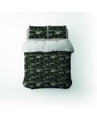 Housse de couette + taie d'oreiller 80x80 satin de coton Wild noires - 135x200 cm