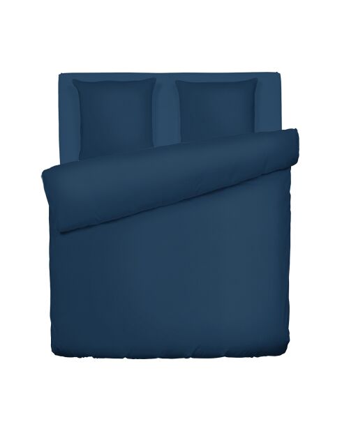 Housse de couette + 2 taies d'oreiller gaze de coton Uni bleu 14 - 240x220 cm