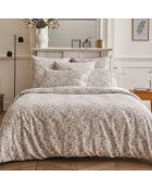 Copripiumino Parterre de Roses in raso di cotone bianco/tortora + federa - 140x200 cm