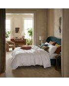 Copripiumino + 2 federe in raso di cotone bianco con riga intrecciata Dobby Jacquard