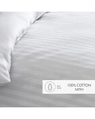Copripiumino + 2 federe in raso di cotone bianco con riga intrecciata Dobby Jacquard