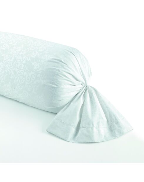 Funda de almohada blanca con estampado de flores encantadas, satén de algodón, jacquard, 43 x 210 cm