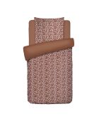 Copripiumino + federa in raso di cotone terracotta Floréal - 140x200 cm