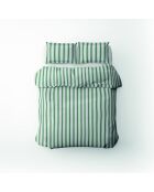 Housse de couette + 2 taies d'oreiller 63x63 satin de coton Soline vert/bleu