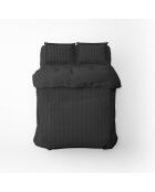 Bettbezug + Kissenbezug 63x63 Baumwollsatin gestreift gewebter Streifen Dobby Jacquard grau 03 - 140x200 cm