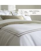 Bel copripiumino in raso di cotone tortora/bianco + 2 federe - 240x220 cm